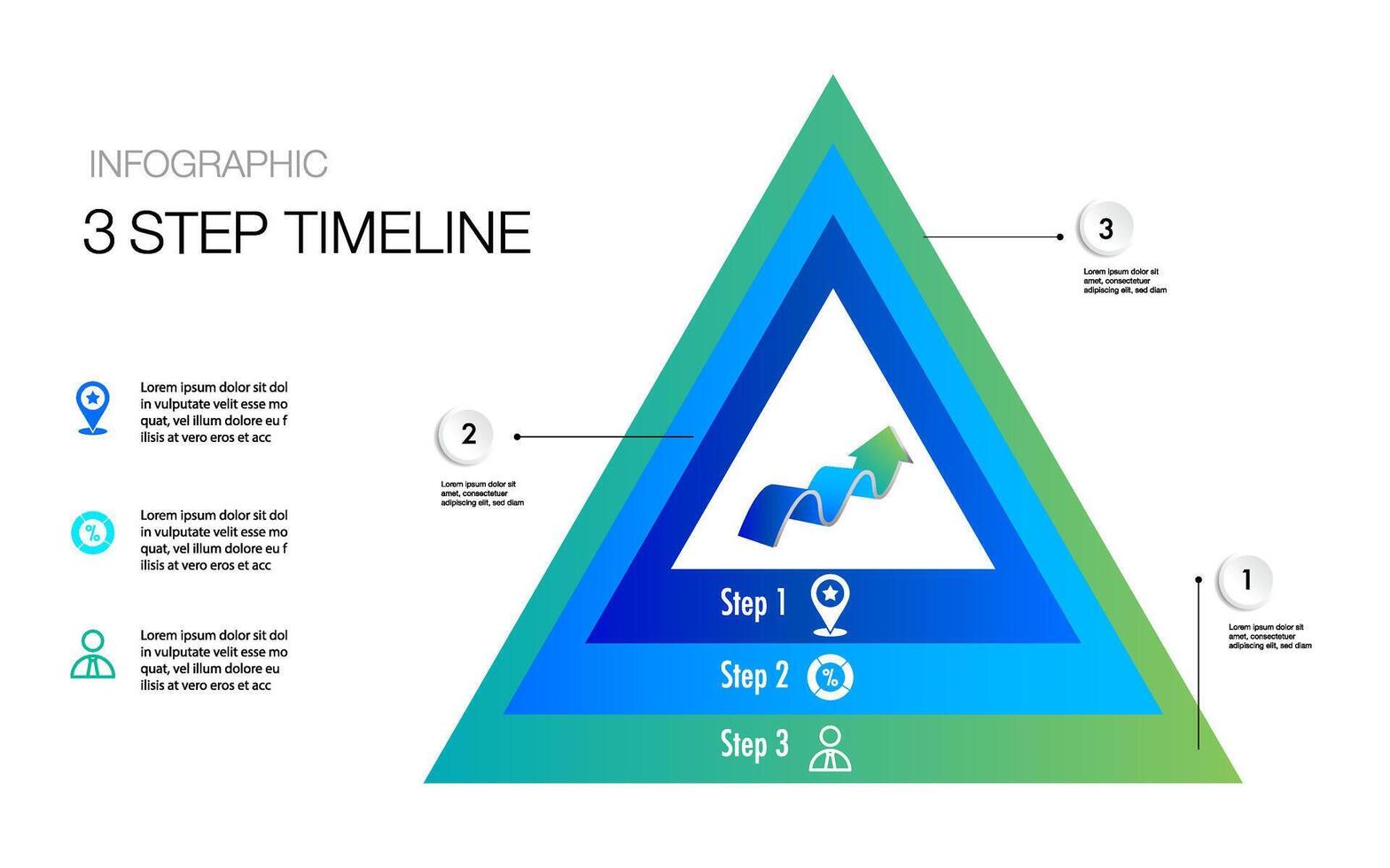 triangle infographic template 3 step vector