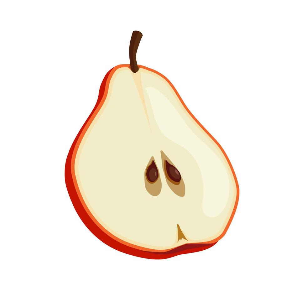 jugoso y sano Delgado rebanada de rojo Pera aislado en blanco antecedentes. vector rebanado Fruta ilustración en plano estilo. verano clipart para diseño de tarjeta, bandera, volantes, venta, póster, íconos