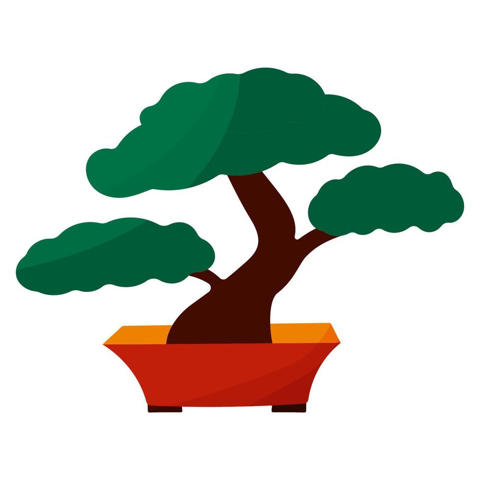 Small tree pot icon Chinese bonsai plant vector