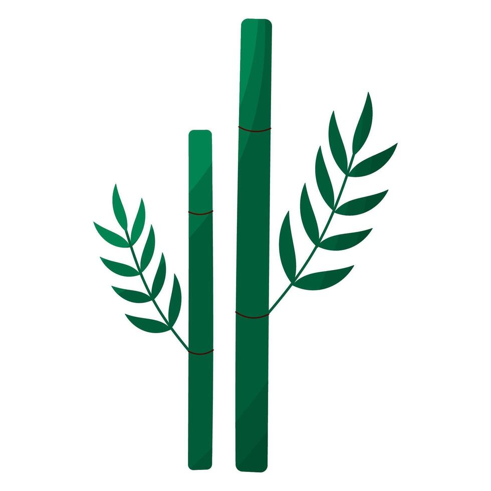 Bamboo trunk with leaves icon evergreen plant vector