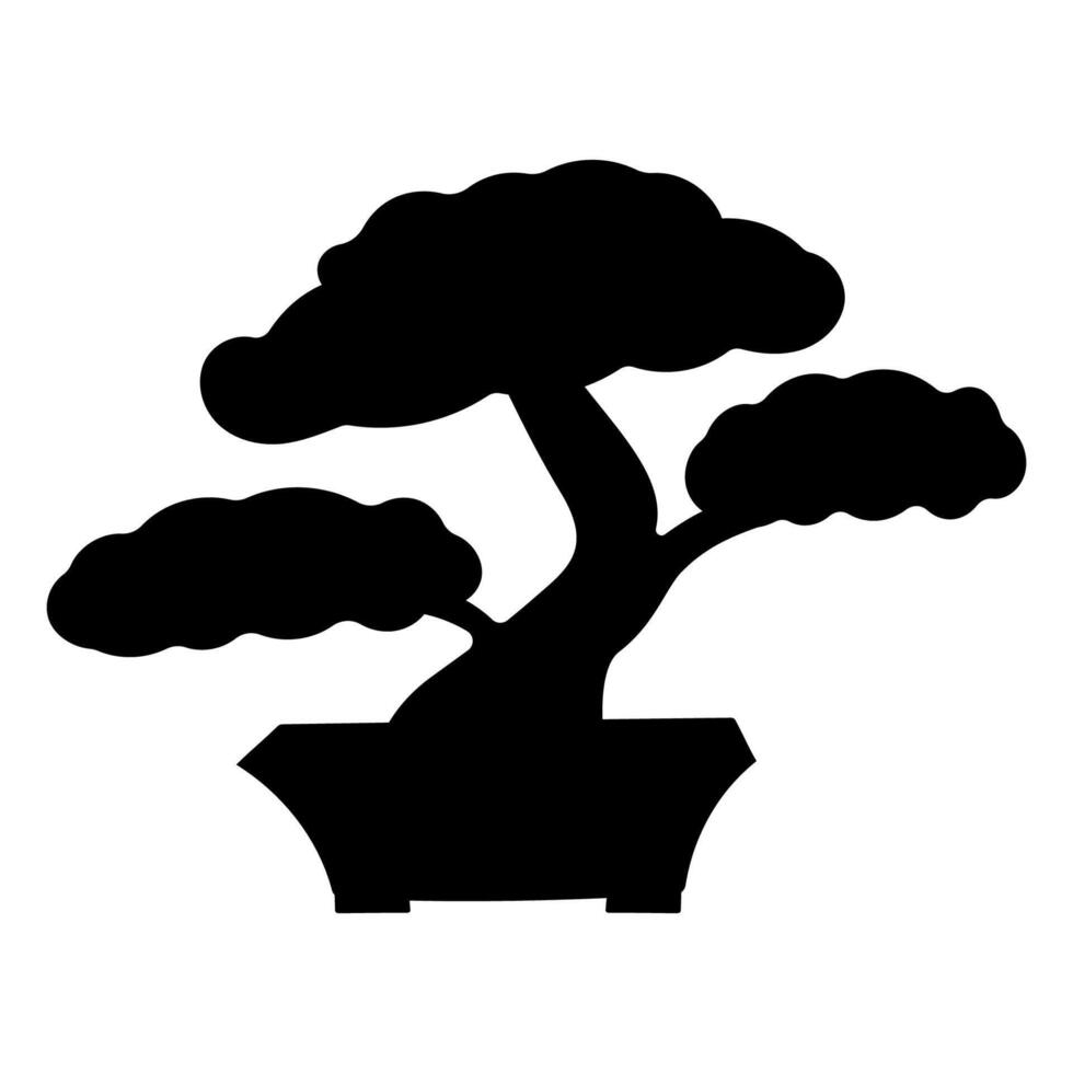 pequeño árbol maceta icono chino bonsai planta vector