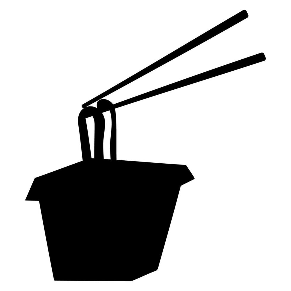 red box with noodles and chopsticks sticking vector