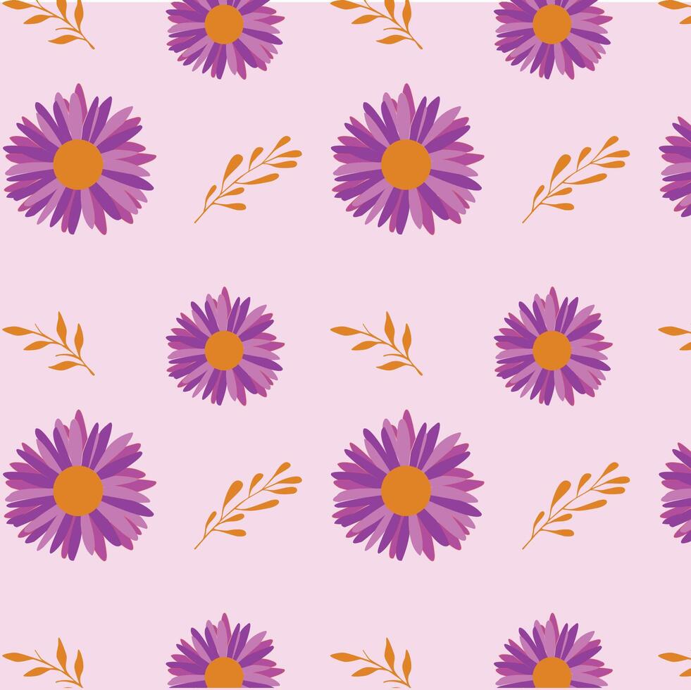 flower seamless pattern on pink background. vector