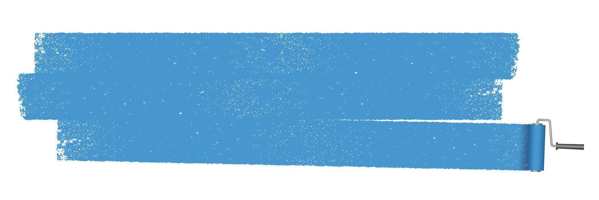 Vector Blue Roller Painting Illustration With Grunge Texture Isolated On A White Background.