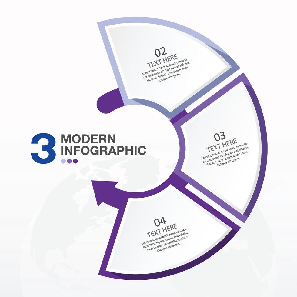 Blue tone circle infographic with 3 steps, process or options. vector