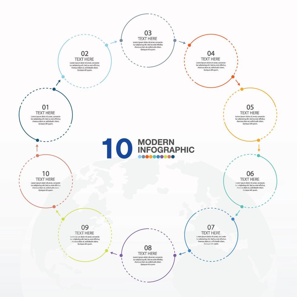 Infographic with 10 steps, process or options. vector