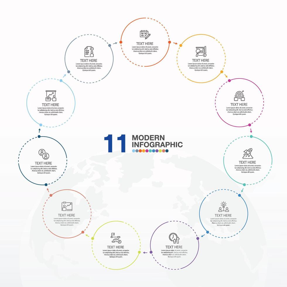 Infographic with 11 steps, process or options. vector