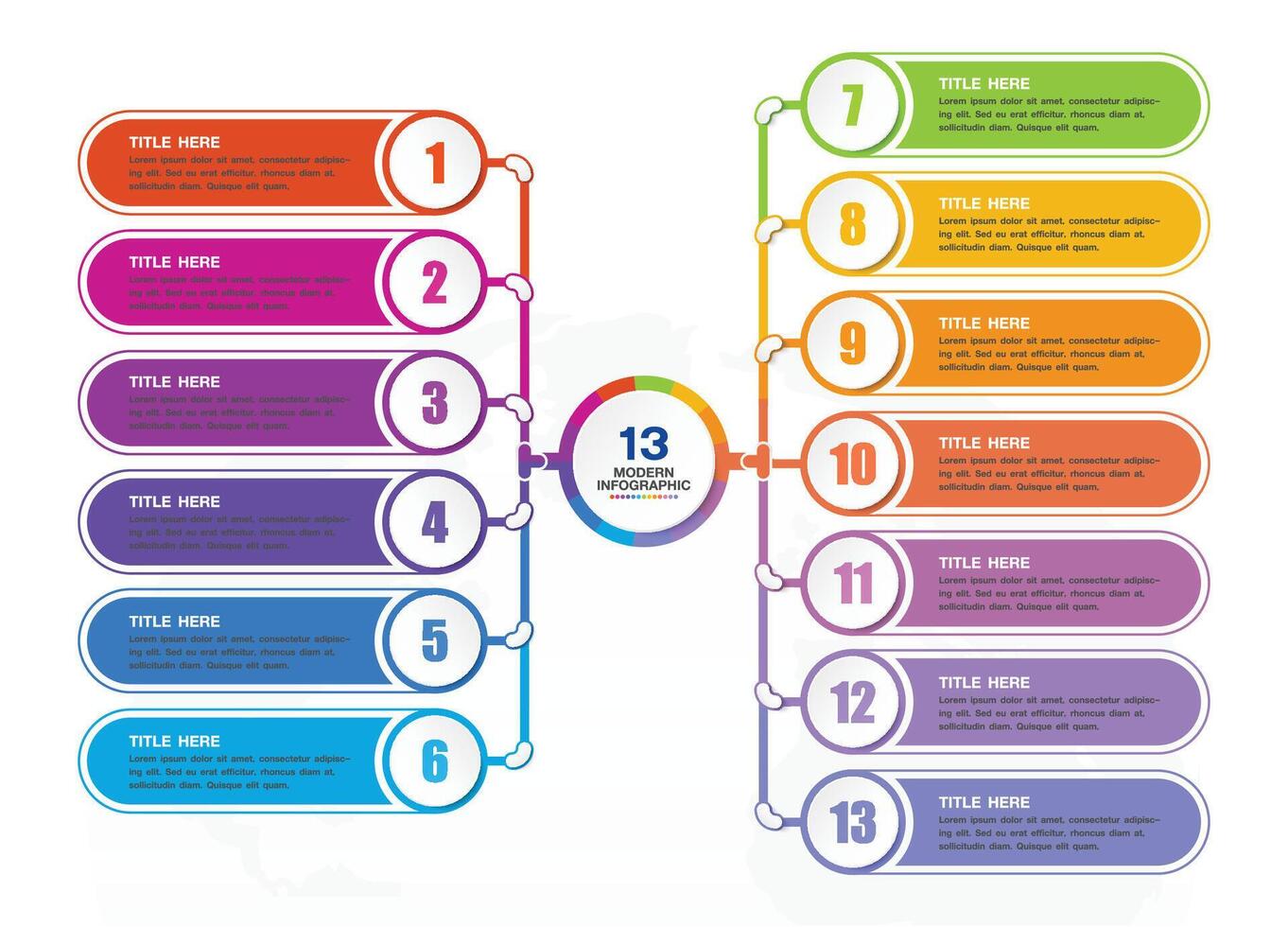 Standard infographic 13 process and number for presentation vector