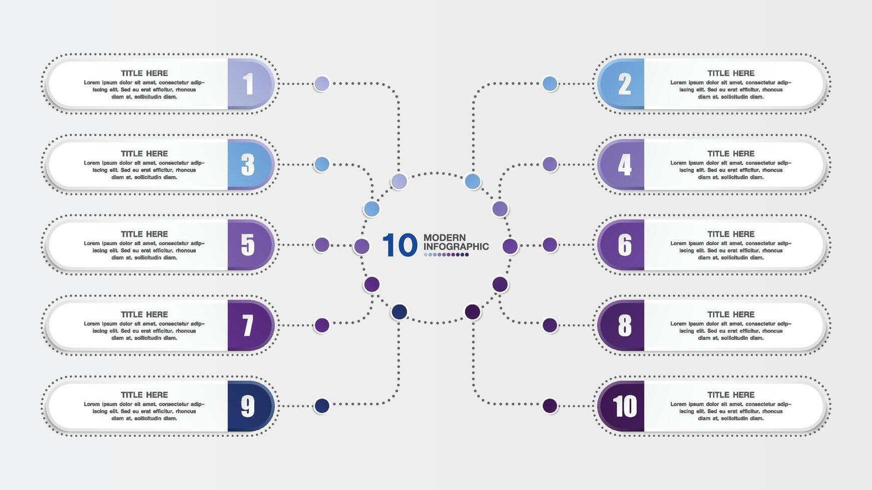 Infographic process design with icons and 10 options or steps. vector