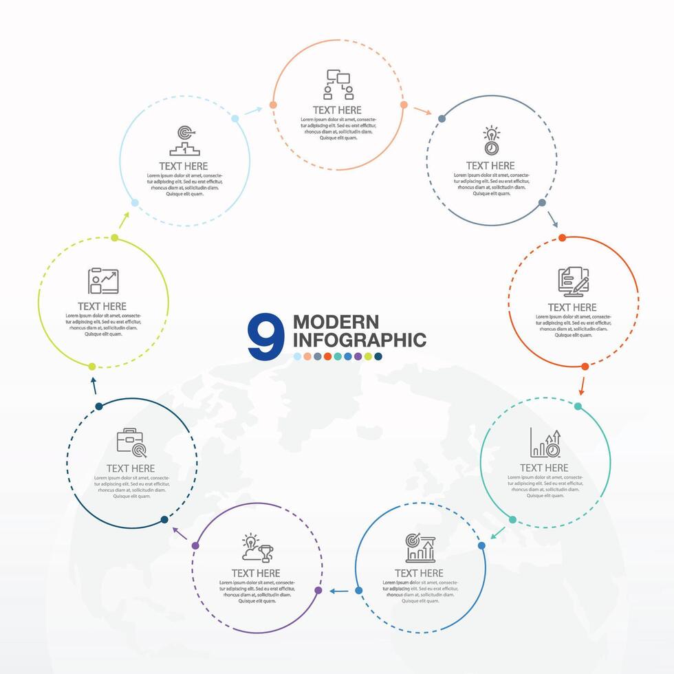 Infographic with 9 steps, process or options. vector