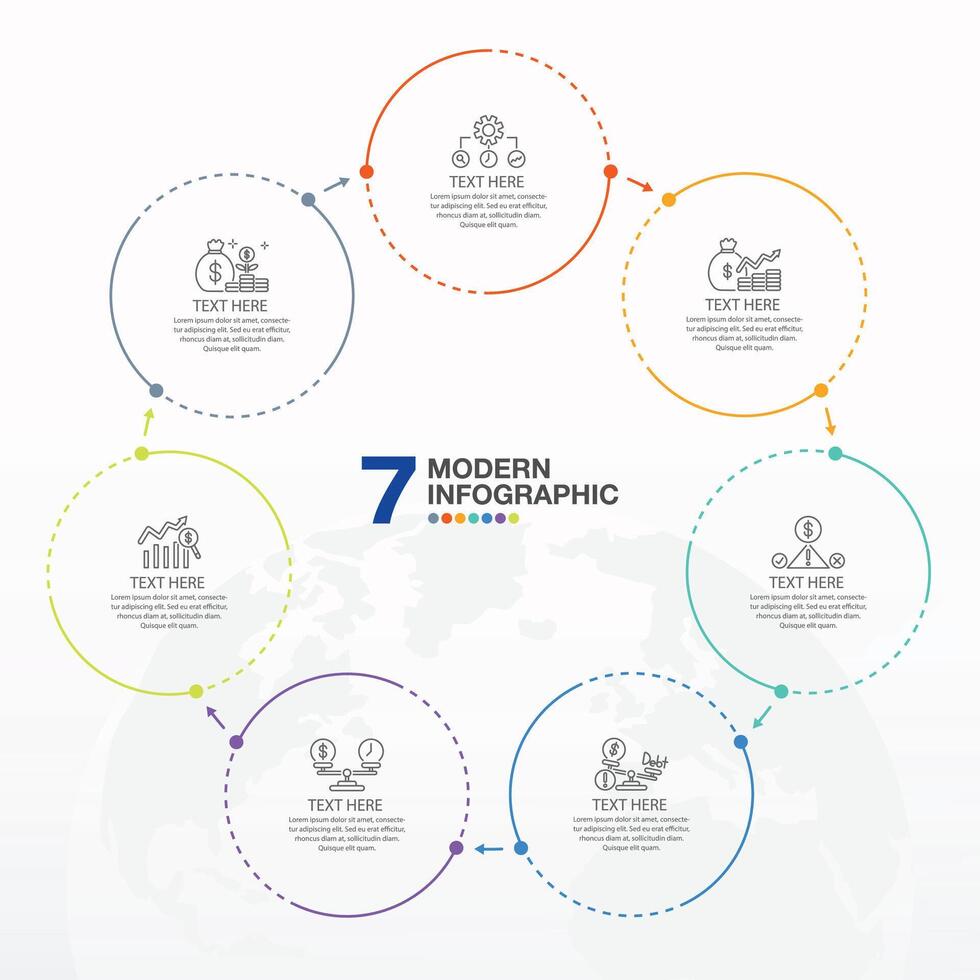 Infographic with 7 steps, process or options. vector