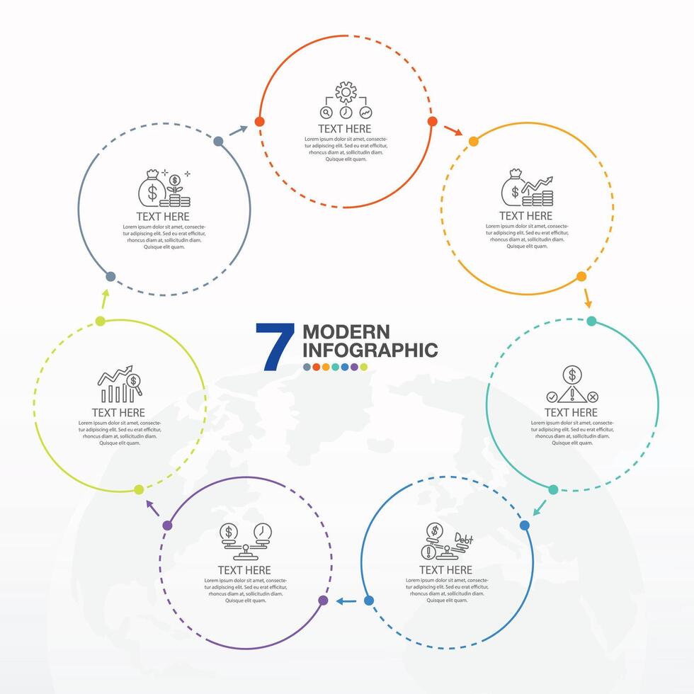 infografía con 7 pasos, procesos u opciones. vector