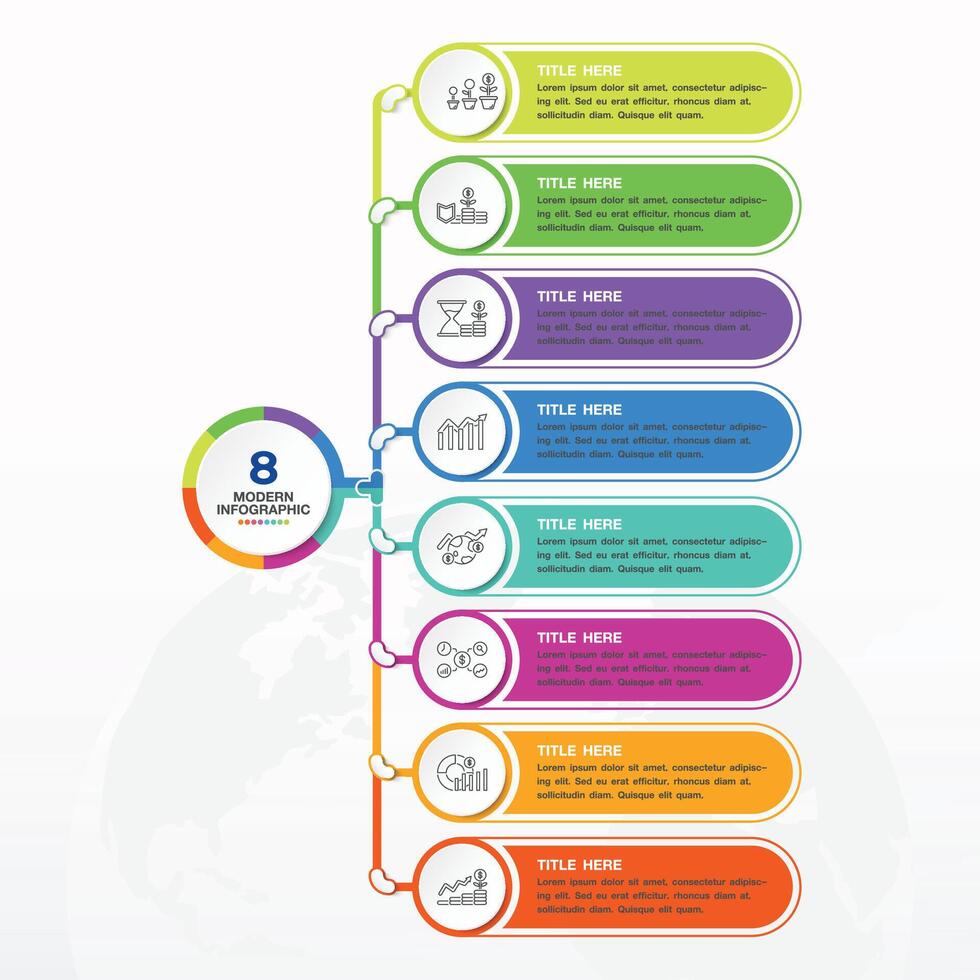 Infographic process design with icons and 8 options or steps. vector