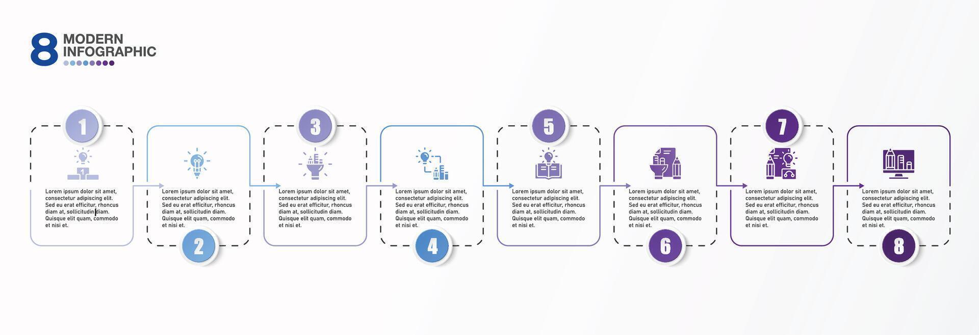 Infographic process design with icons and 8 options or steps. vector