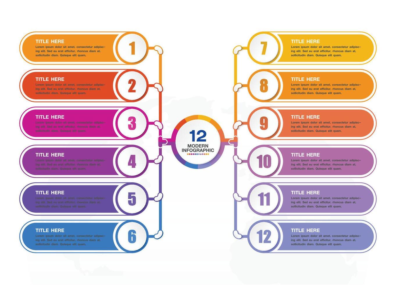 Standard infographic 12 process and number for presentation vector