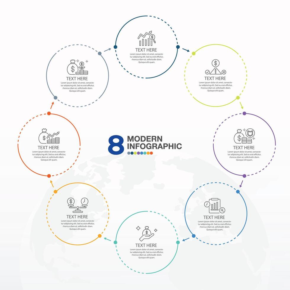 Infographic with 8 steps, process or options. vector