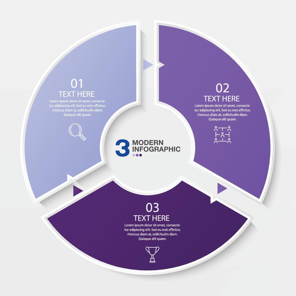 azul tono circulo infografía con 3 pasos, proceso o opciones vector