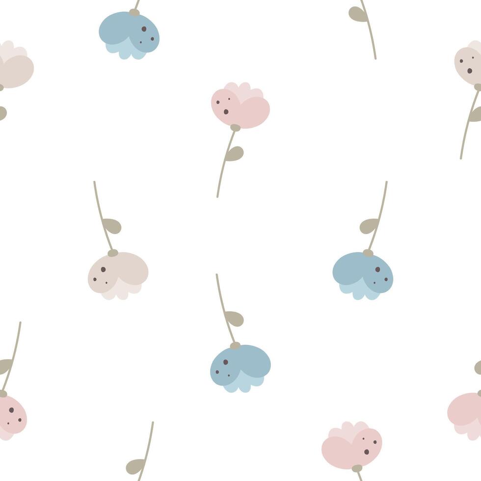 Seamless pattern with flowers. Flat vector illustration on white background. Creative texture for fabric, wrapping, textile, wallpaper, apparel.