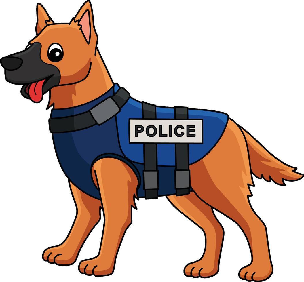 Police Dog Cartoon Colored Clipart Illustration vector