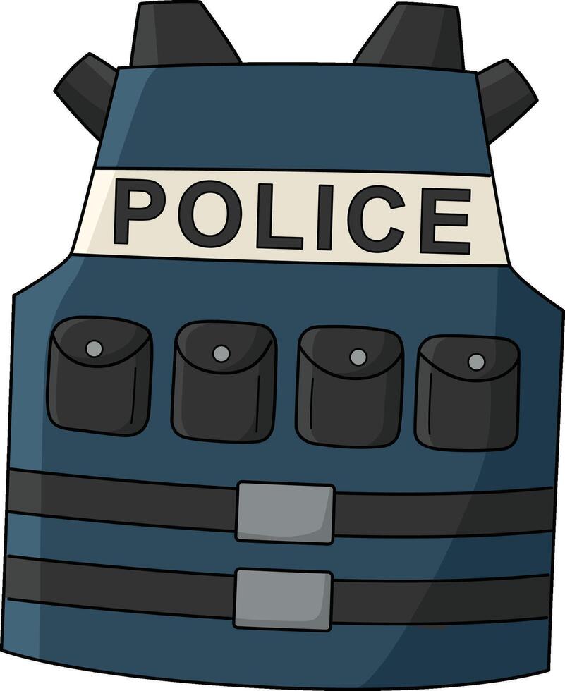 Police Bulletproof Vest Cartoon Colored Clipart vector