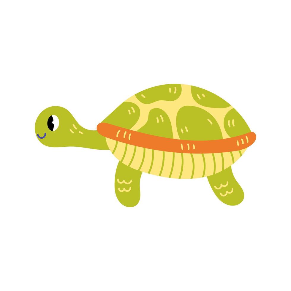 Ilustración de vector de dibujos animados lindo tortuga