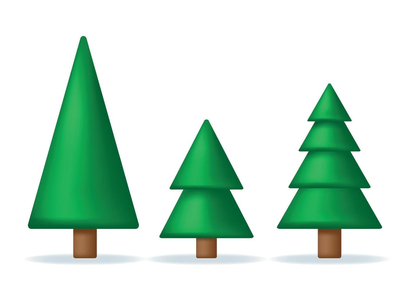 conjunto de verde realista juguete abeto arboles clásico tradicional Navidad interior decoración. 3d vector ilustración aislado en blanco antecedentes.