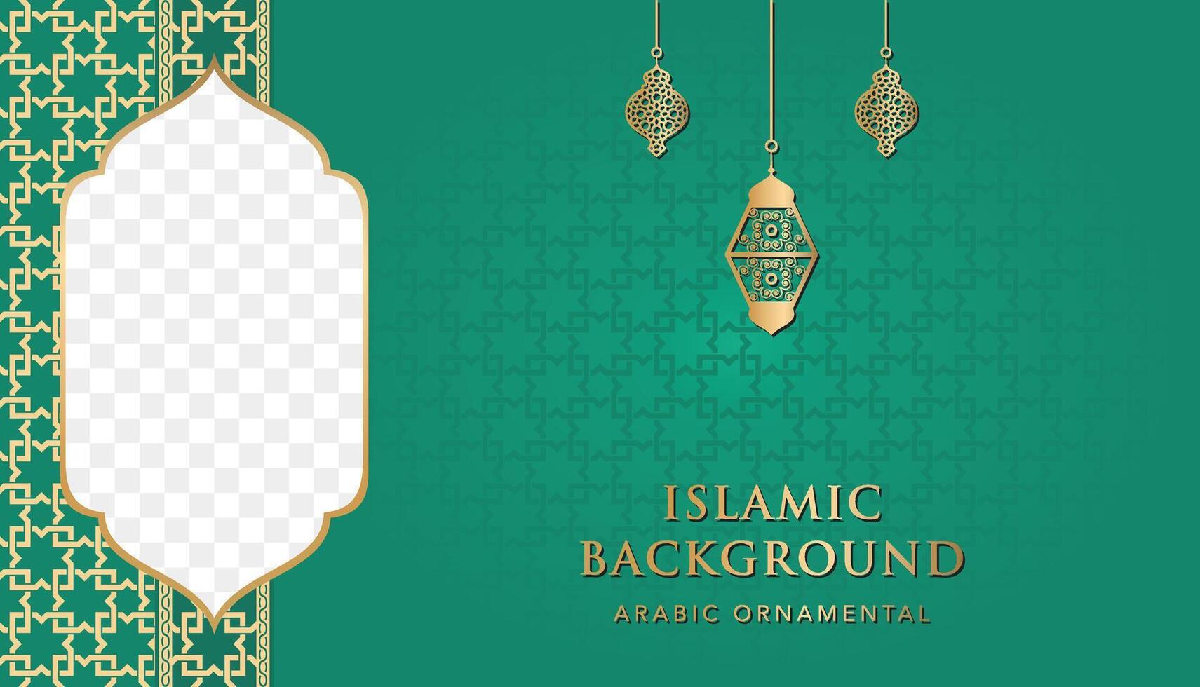 Islamic Ramadan Kareem Eid Mubarak Arabic Luxury Ornamental Background with Islamic Pattern and Decorative Ornament Frame vector