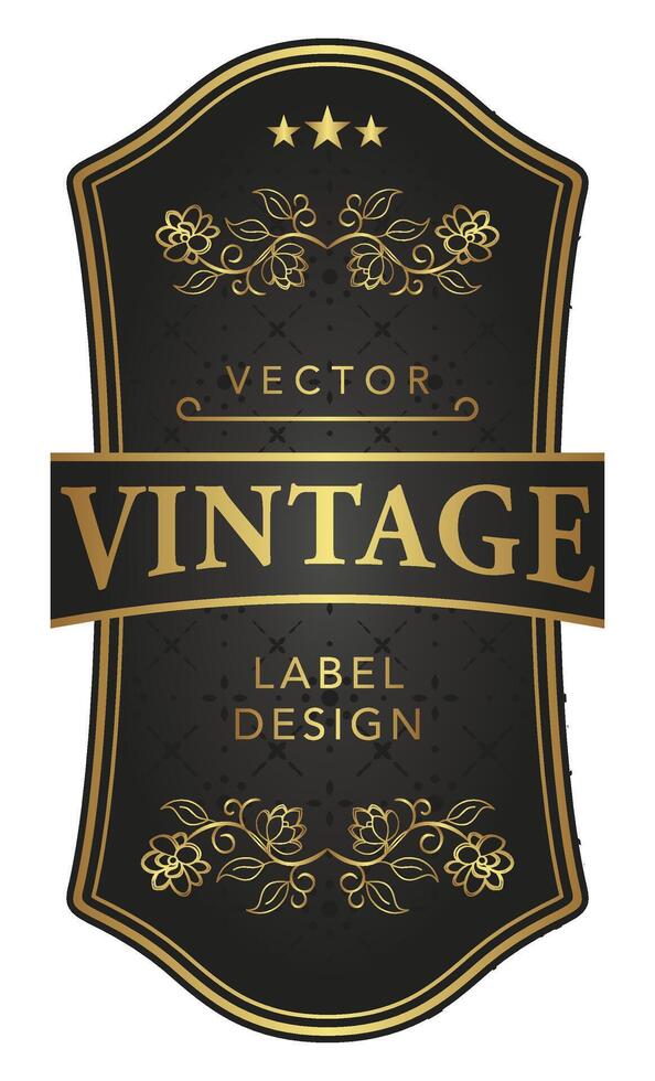 Luxury Vintage Label Wine, wedding invitation, Black and Gold Vintage Vector Template