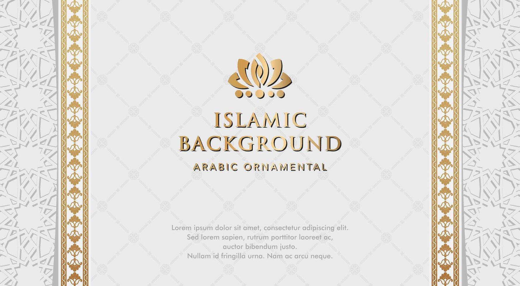 Vector arabic islamic elegant white and golden luxury background with decorative islamic arch