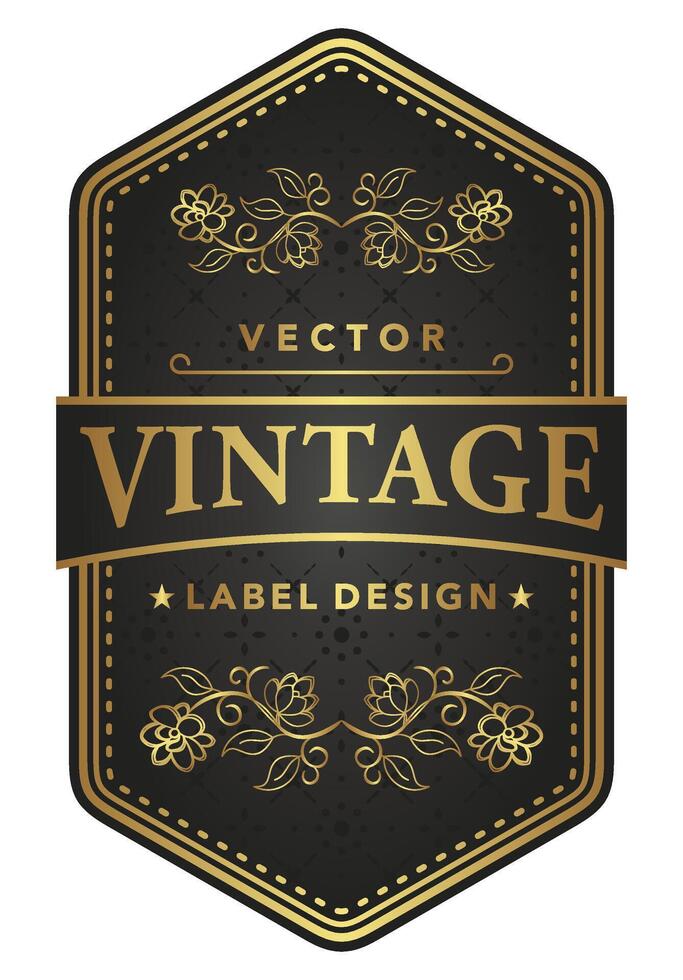 Luxury Vintage Label Wine, wedding invitation, Black and Gold Vintage Vector Template