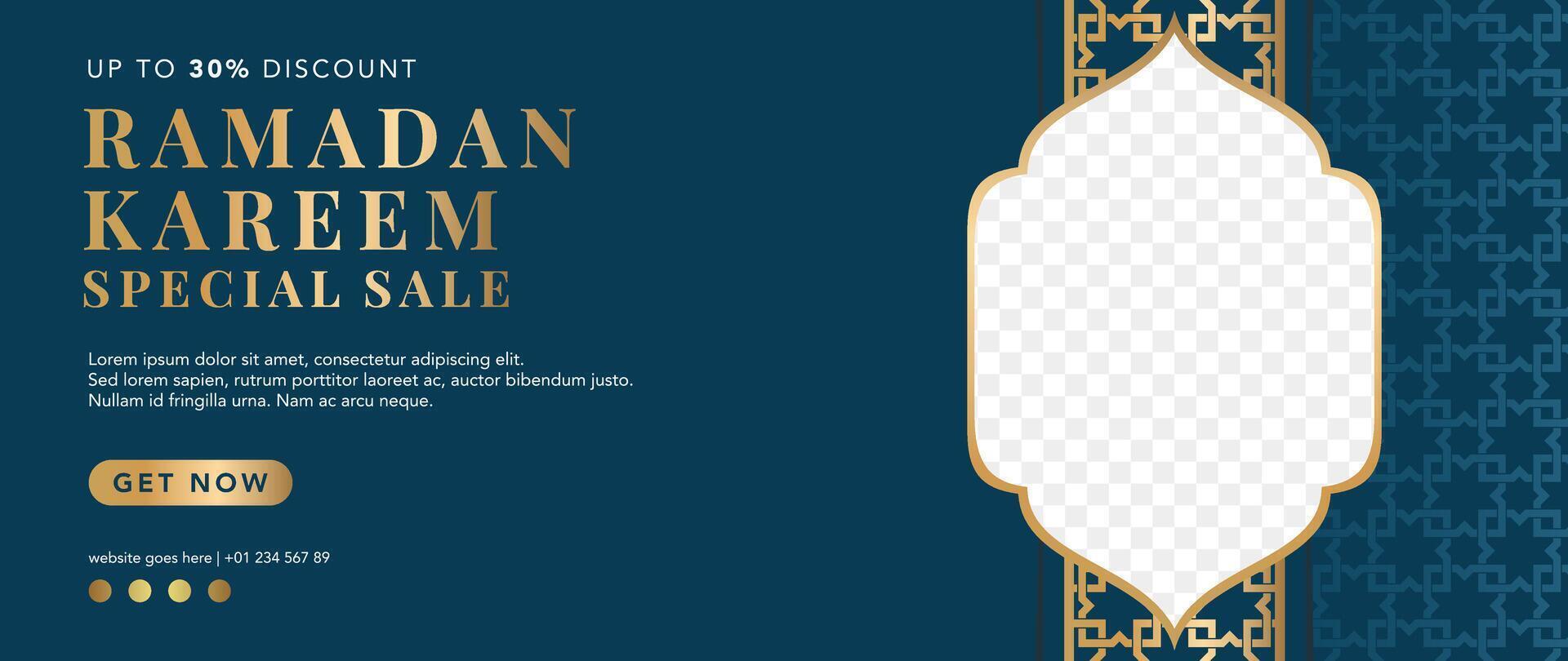 Islamic arabic abstract elegant blue background with golden luxury border frame vector