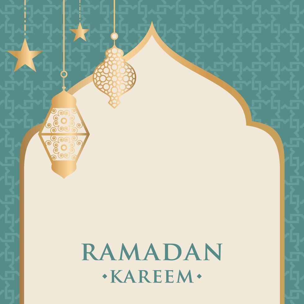 Islamic Ramadan Kareem Eid Mubarak Arabic Luxury Ornamental Background with Islamic Pattern and Decorative Ornament Frame vector