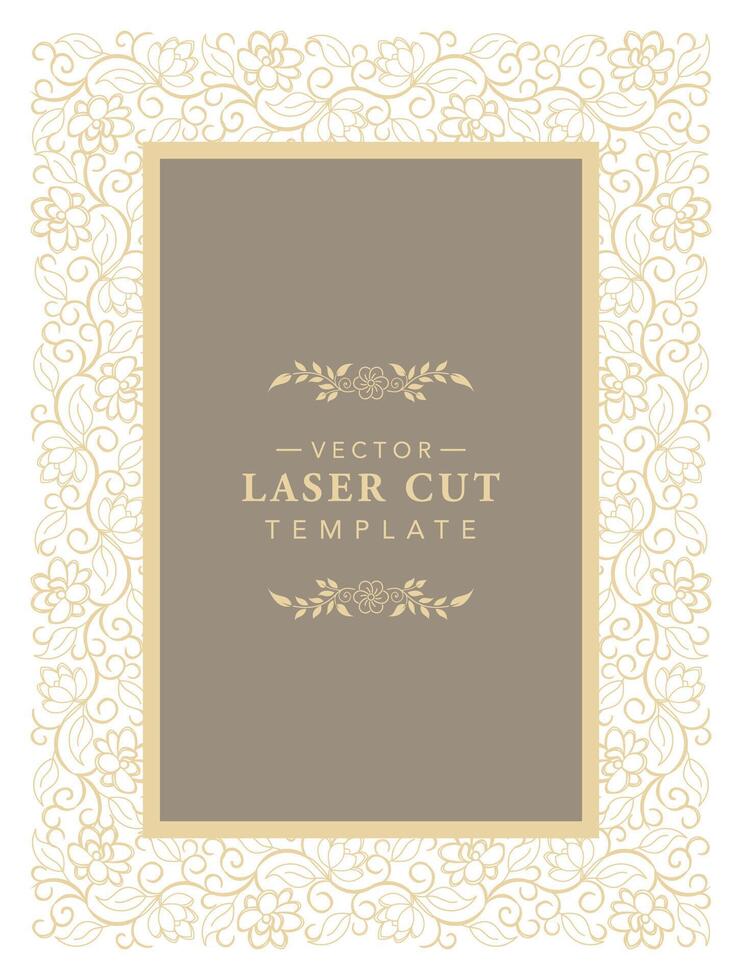 Hand drawn floral background frame vector golden wedding invitation template