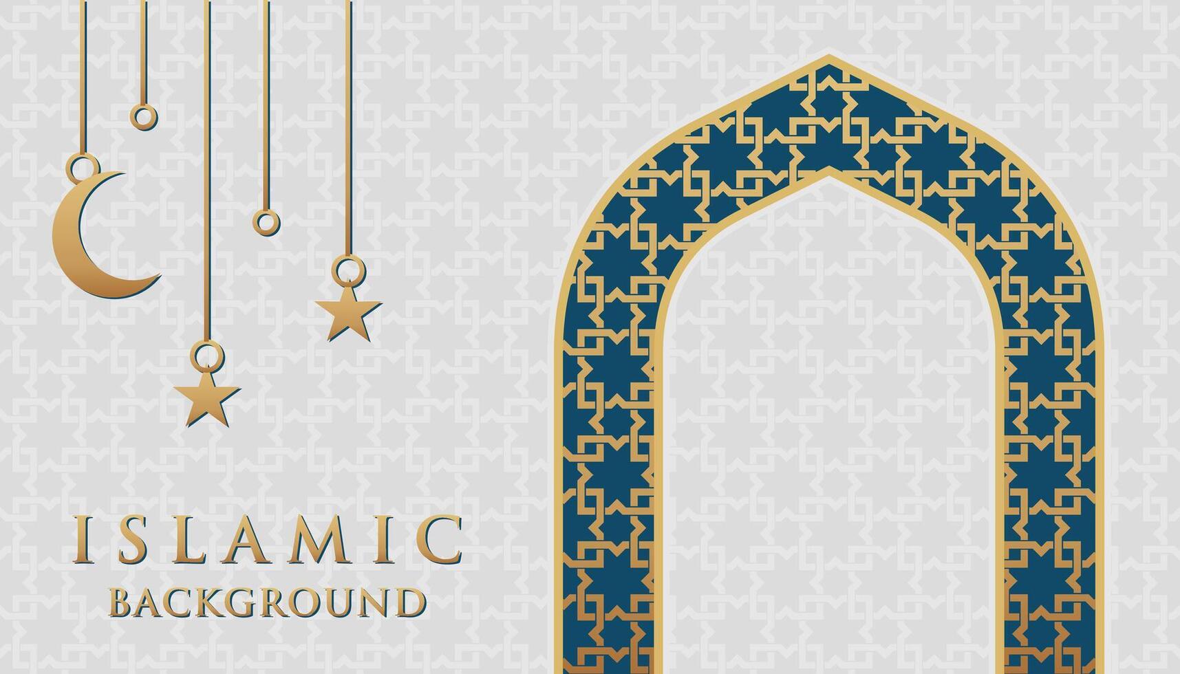 Islamic arabic abstract elegant blue background with golden luxury border frame vector