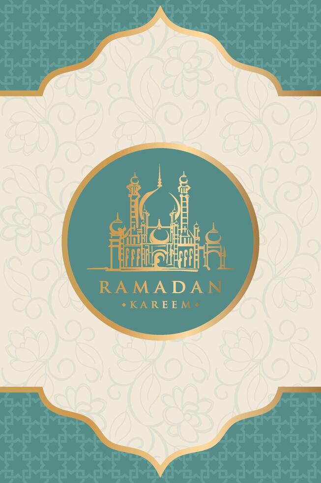 Islamic arabic abstract elegant blue background with golden luxury border frame vector