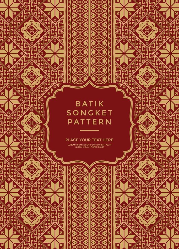 Vector traditional ethnic batik songket pattern motif traditional for textile