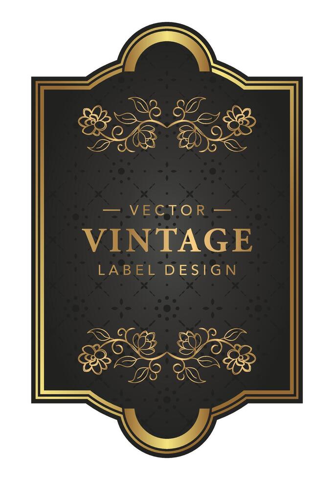 Luxury Vintage Label Wine, wedding invitation, Black and Gold Vintage Vector Template