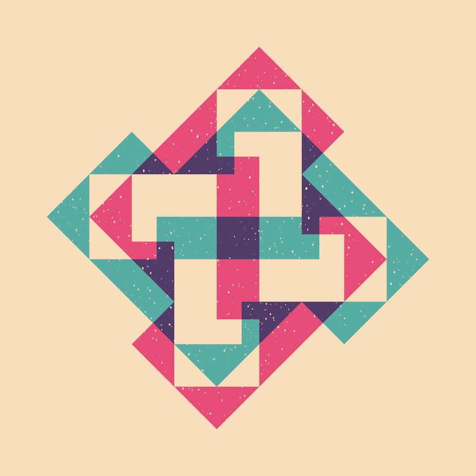Geometric object  with riso print effect. Vector. Graphic element  for fabric, textile, clothing, wrapping paper, wallpaper, poster. Graphic element.  Perfect For your own decoration or design vector