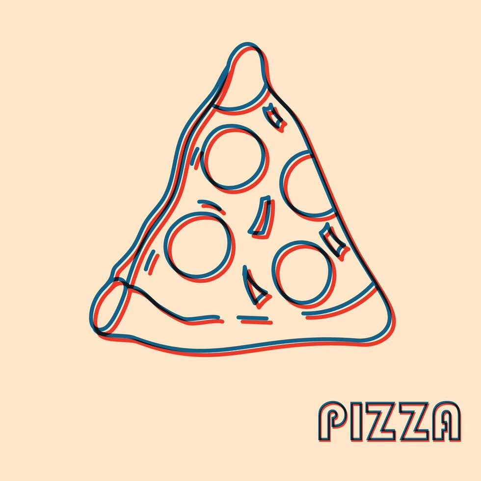 Pizza.  Vector illustration with risograph print effect