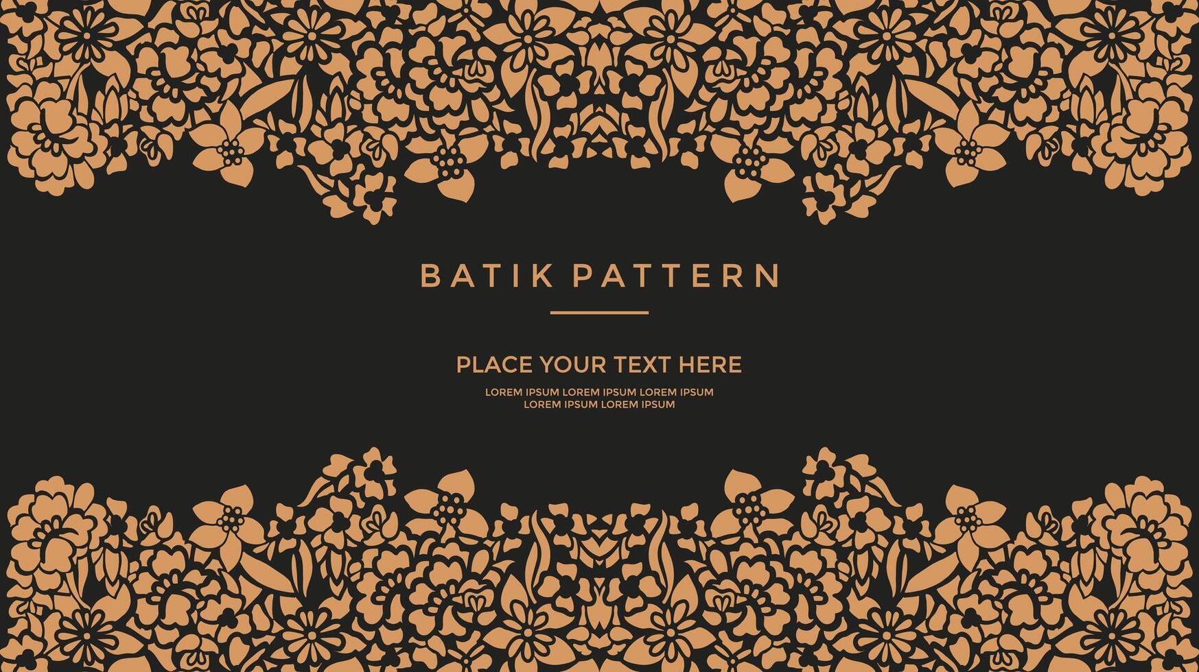 Elegant Black and Gold Background with Gold Border Frame Floral Seamless Pattern vector