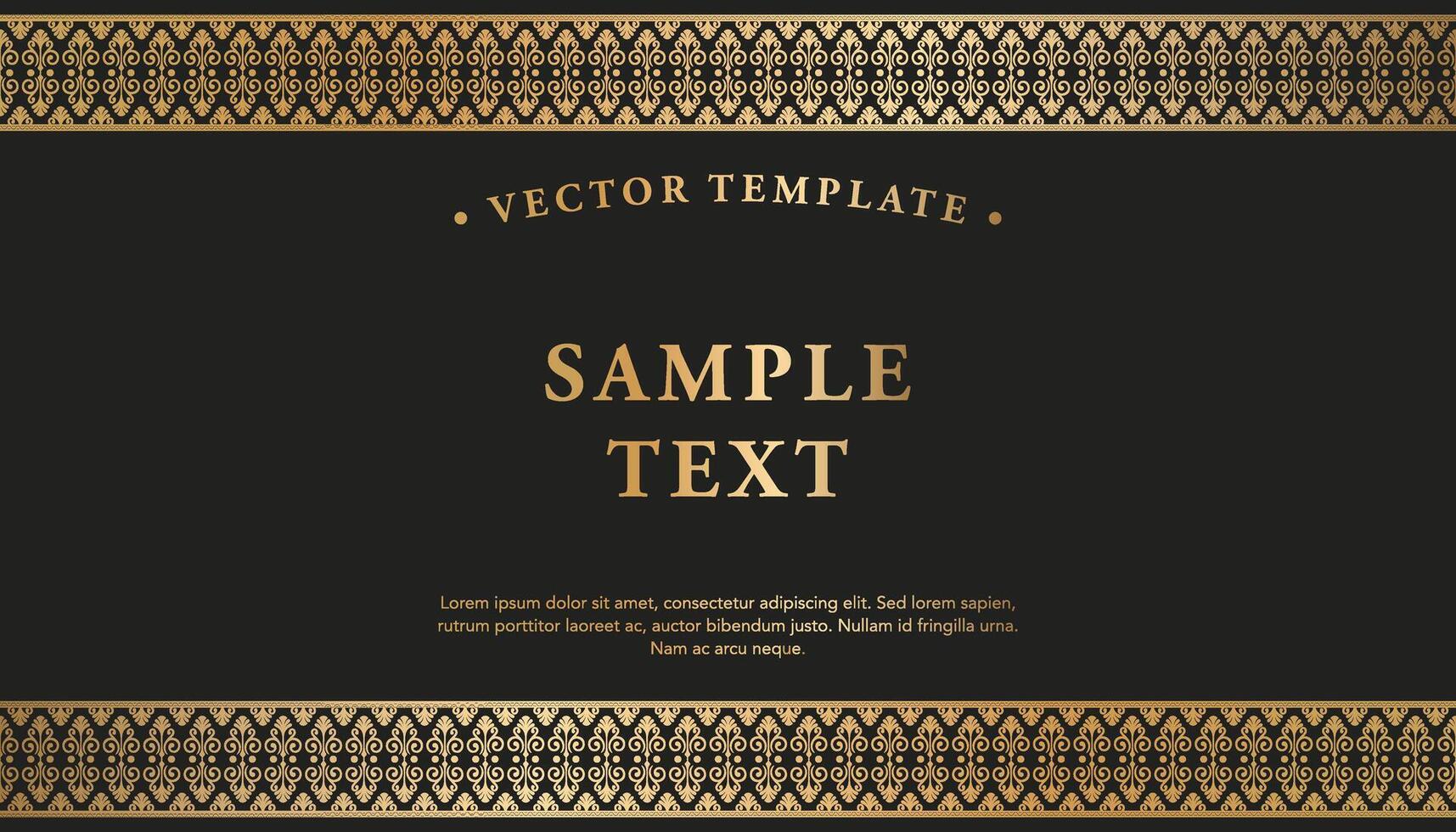 Elegant Black and Gold Background with Gold Border Frame Floral Seamless Pattern vector