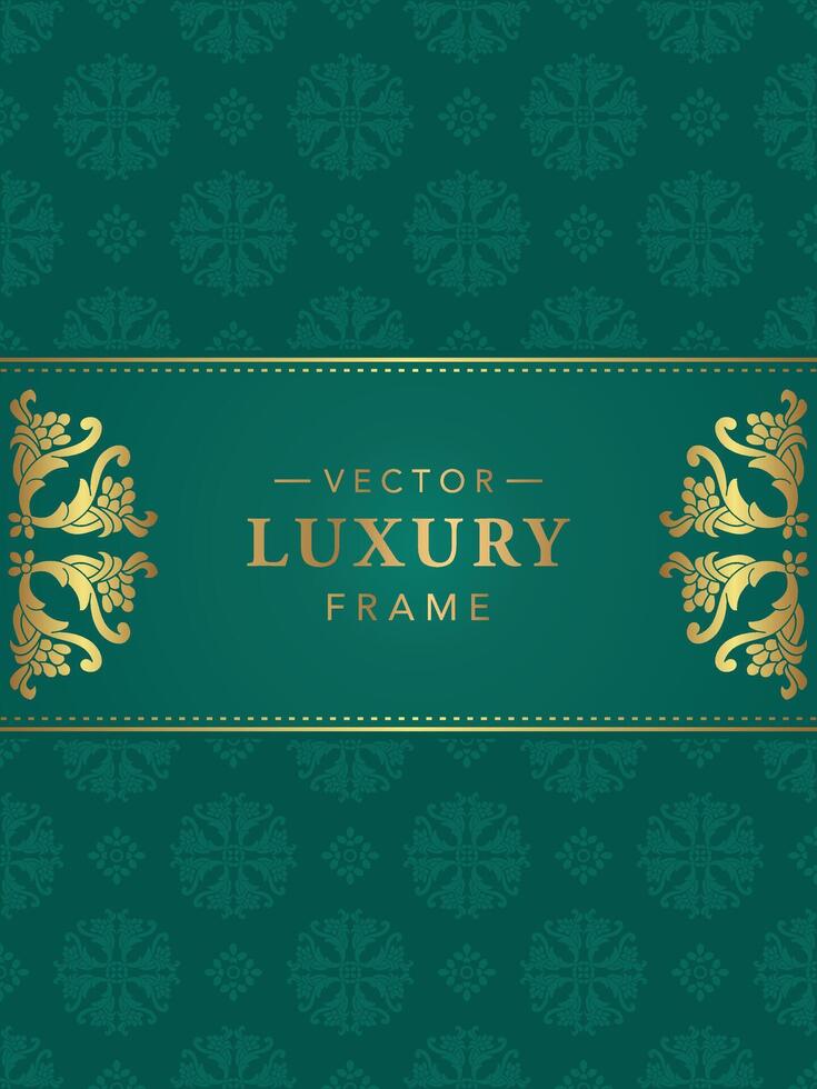 Greeting card invitation with floral ornaments, gold ornamental pattern background vector