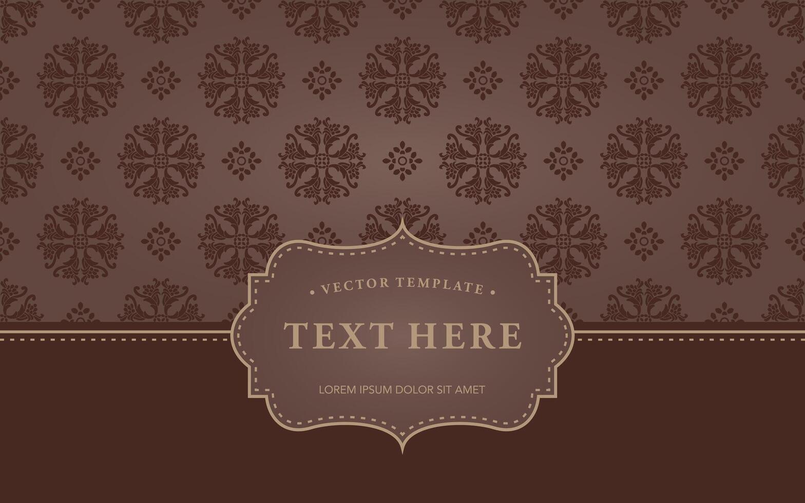 Greeting card invitation with floral ornaments, gold ornamental pattern background vector