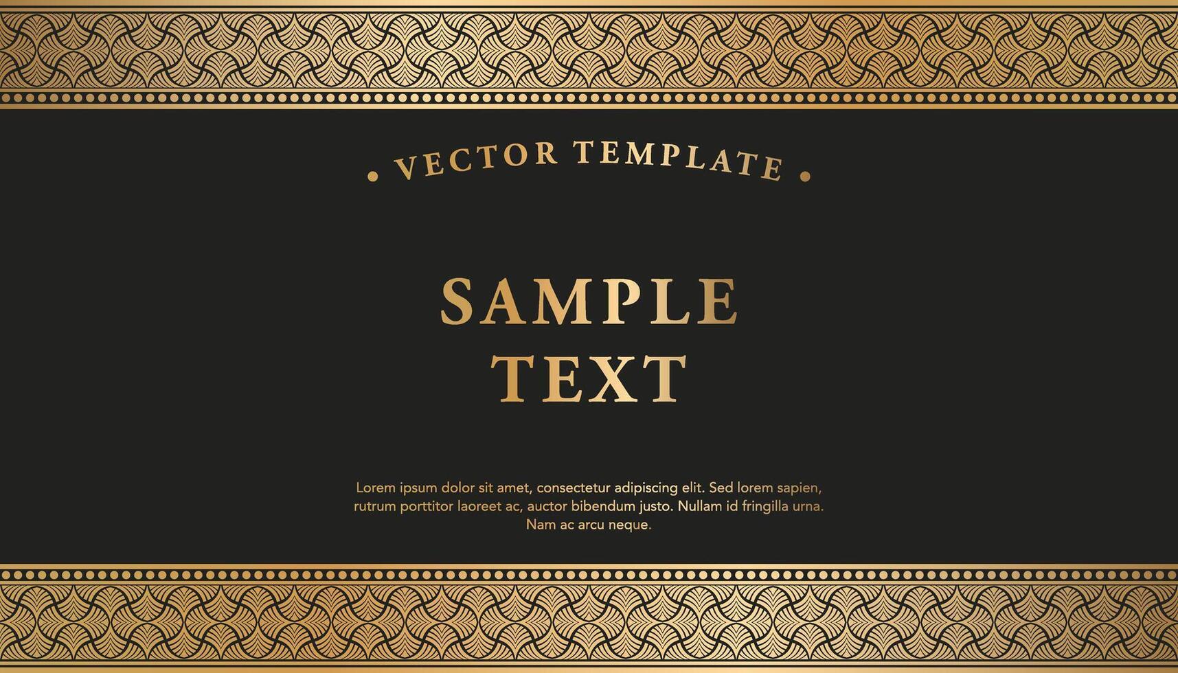 Elegant Black and Gold Background with Gold Border Frame Floral Seamless Pattern vector
