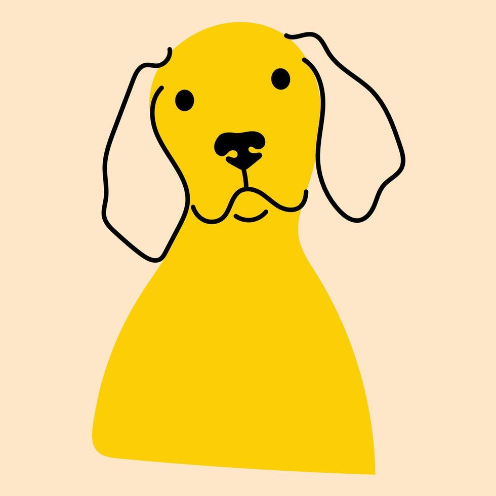 amarillo, lujoso perro, cachorro. avatar, insignia, póster, logo plantillas, impresión. vector ilustración en plano dibujos animados estilo