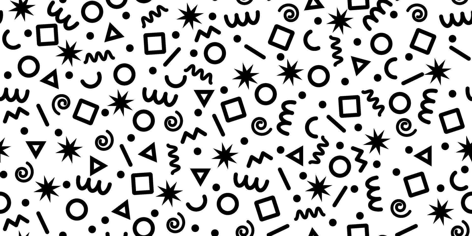 Line doodle seamless pattern. Creative minimalist style art background for children or trendy design with basic shapes. vector