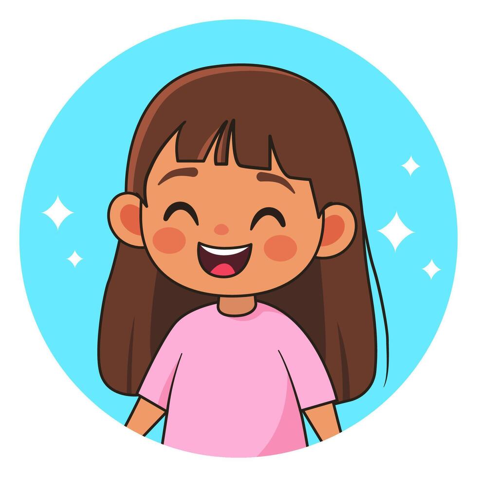 sonriente muchacha. contento niño. avatar para social redes vector ilustración