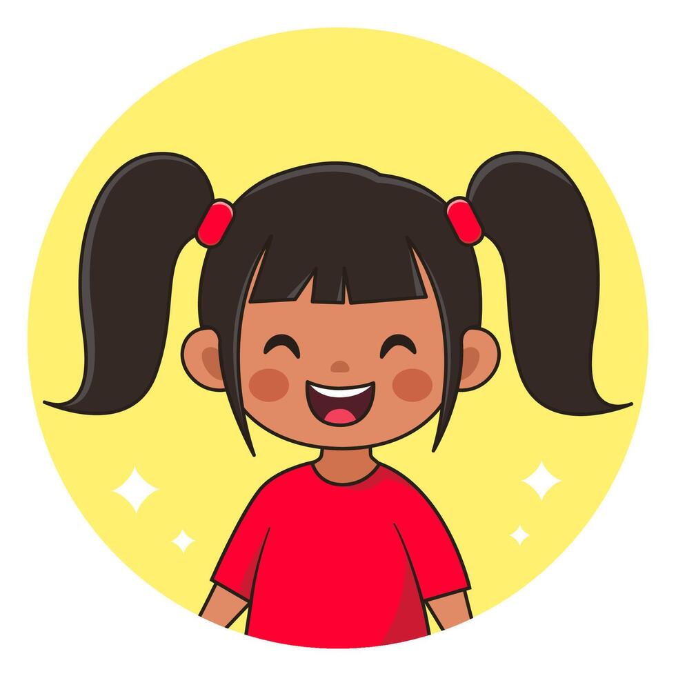 Smiling Chinese girl. Happy child. Avatar for social networks. Vector illustration