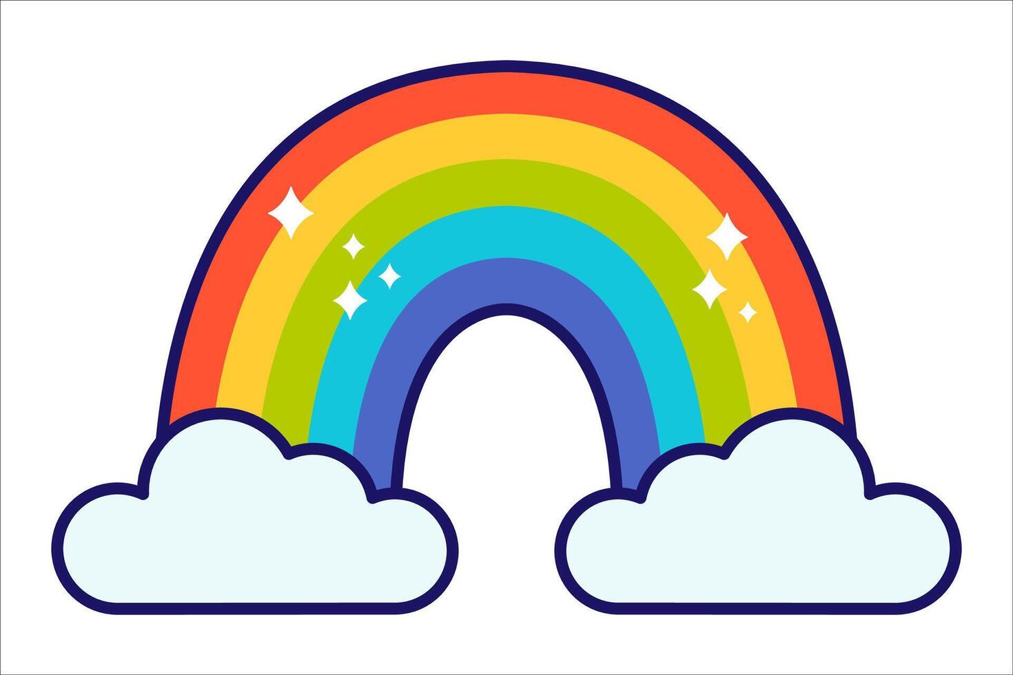 Vector illustration of rainbow and clouds.