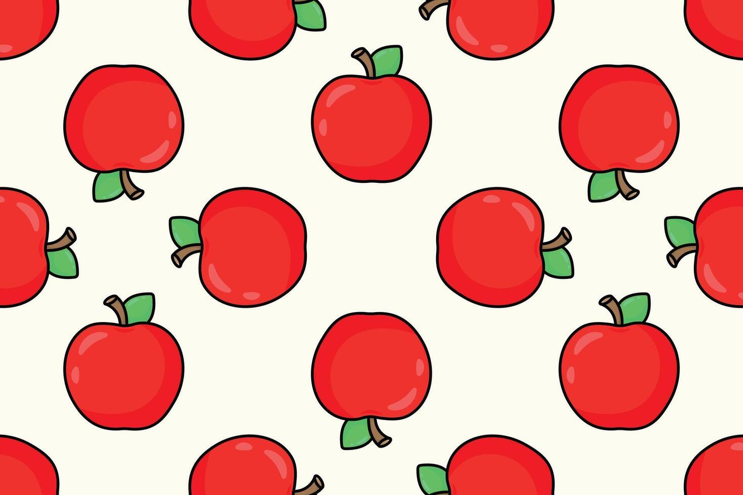 Seamless pattern ripe red apple. Vector illustration